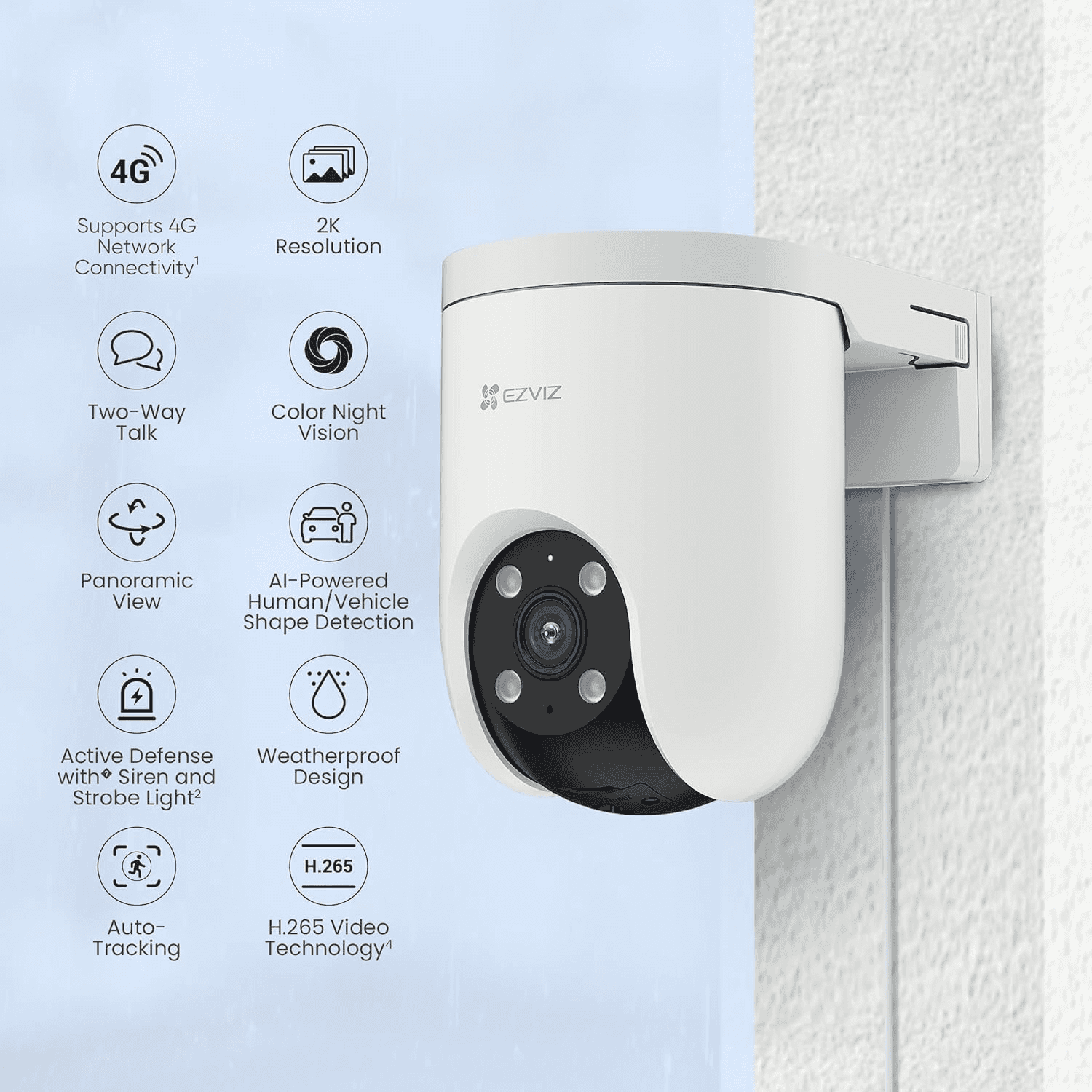 Ezviz H8c 4G Pan & Tilt 4G 3MP Smart Camera, Panoramic View, AI-Powered Human / Vehicle Shape Detection, Two-Way Talk, Auto-Tracking, Color Night Vision thumbnail 2
