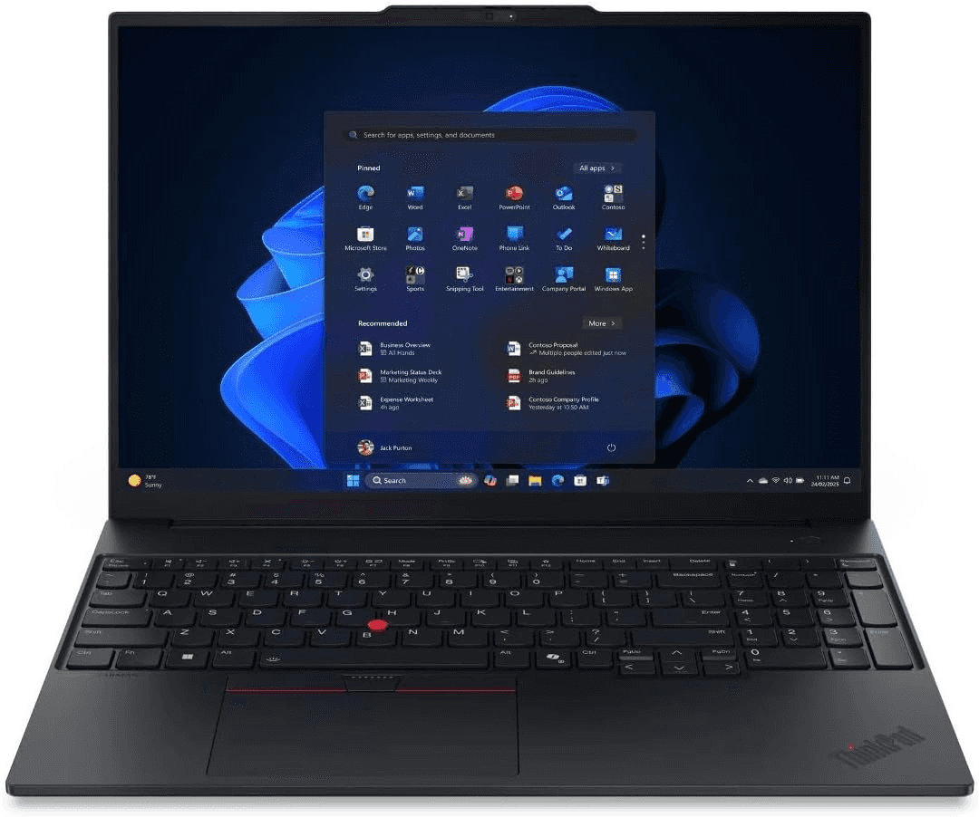 Lenovo Lenovo ThinkPad E16 Gen 3 AI Business Laptop, Intel Core Ultra 7 256V Processor, 16 GB RAM, 512 GB SSD, 16" WUXGA Display, DOS, Free Bag, Backlit Engish Keaboard, Black, 1 Year Warranty | 22AY0016GP - thumbnail 1