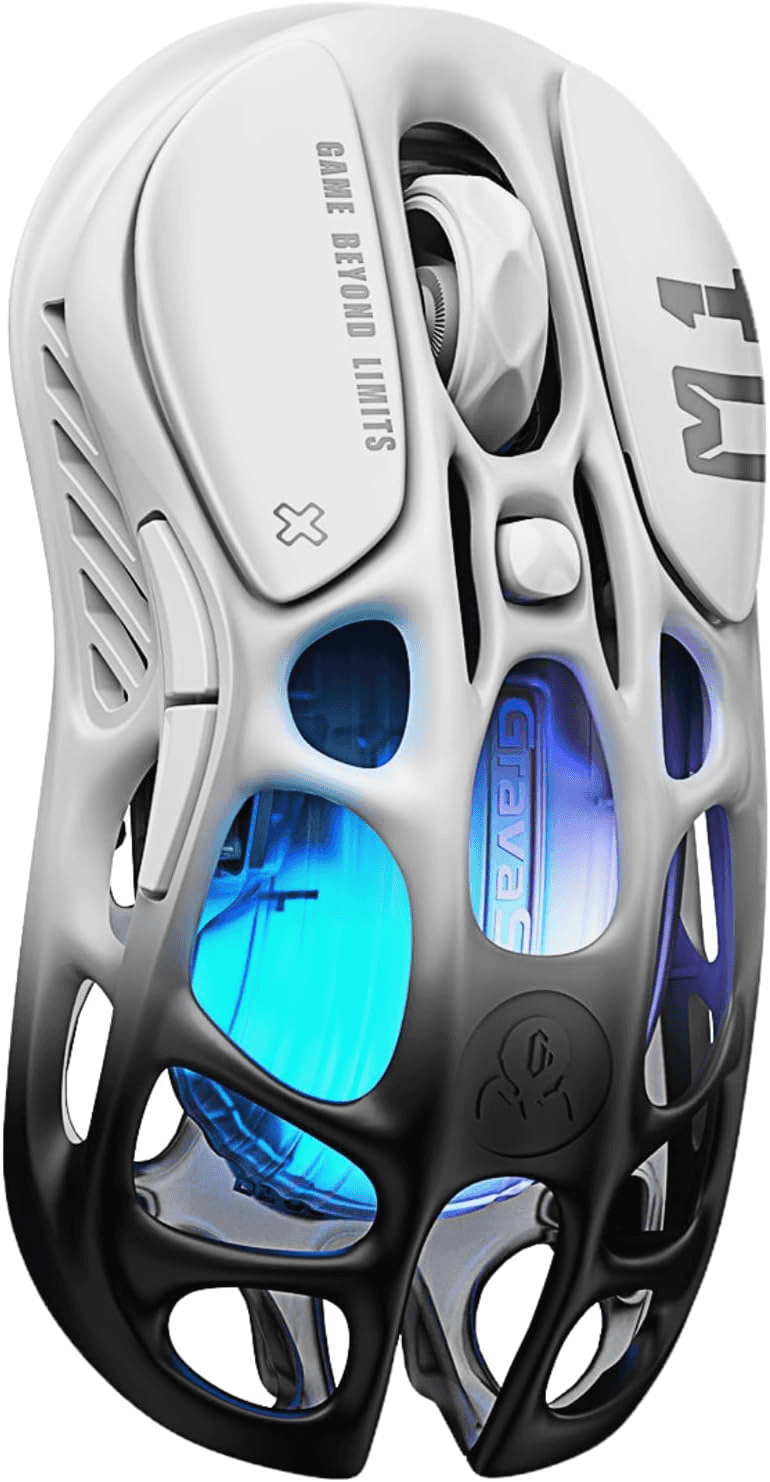 GravaStar Mercury M1 Pro Wireless Gaming Mouse, Lightweight Magnesium Alloy, 26,000 DPI, PAW3395DM Sensor, 5 Programmable Buttons, Support Wired/2.4GHz/BT, Up to 200 Hours Battery Life-Gradient Black thumbnail 1