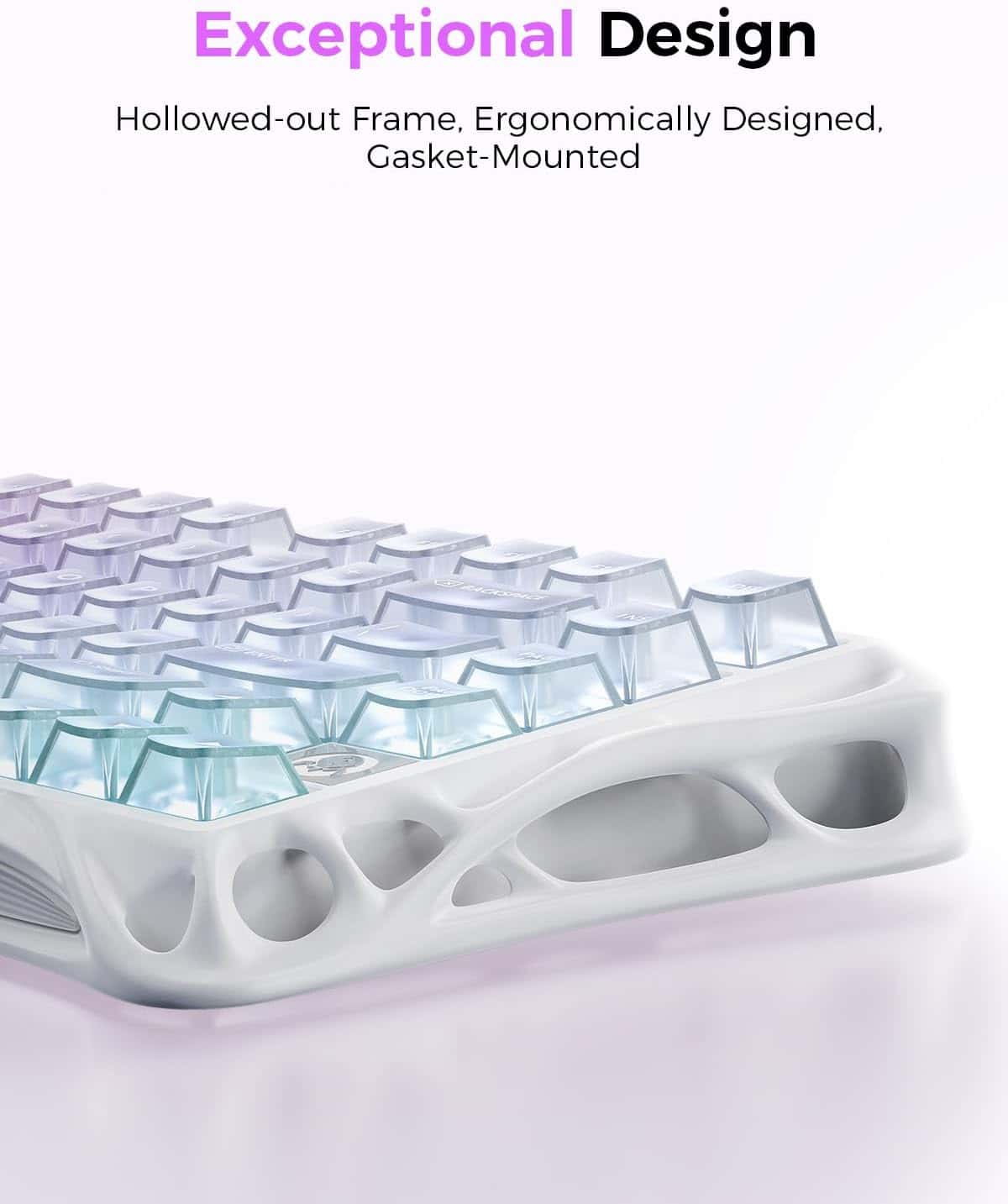 Gravastar GravaStar Mercury K1 Lite 75% Gaming Keyboard, 80 Keys, Hot-Swappable, RGB Lighting, Full N-Key Rollover, Programmable Keys, Tri-Mode Connectivity, 4000mAh Battery, Crystal Aurora | GS K1 LITE_XTAL_AUROA - thumbnail 5