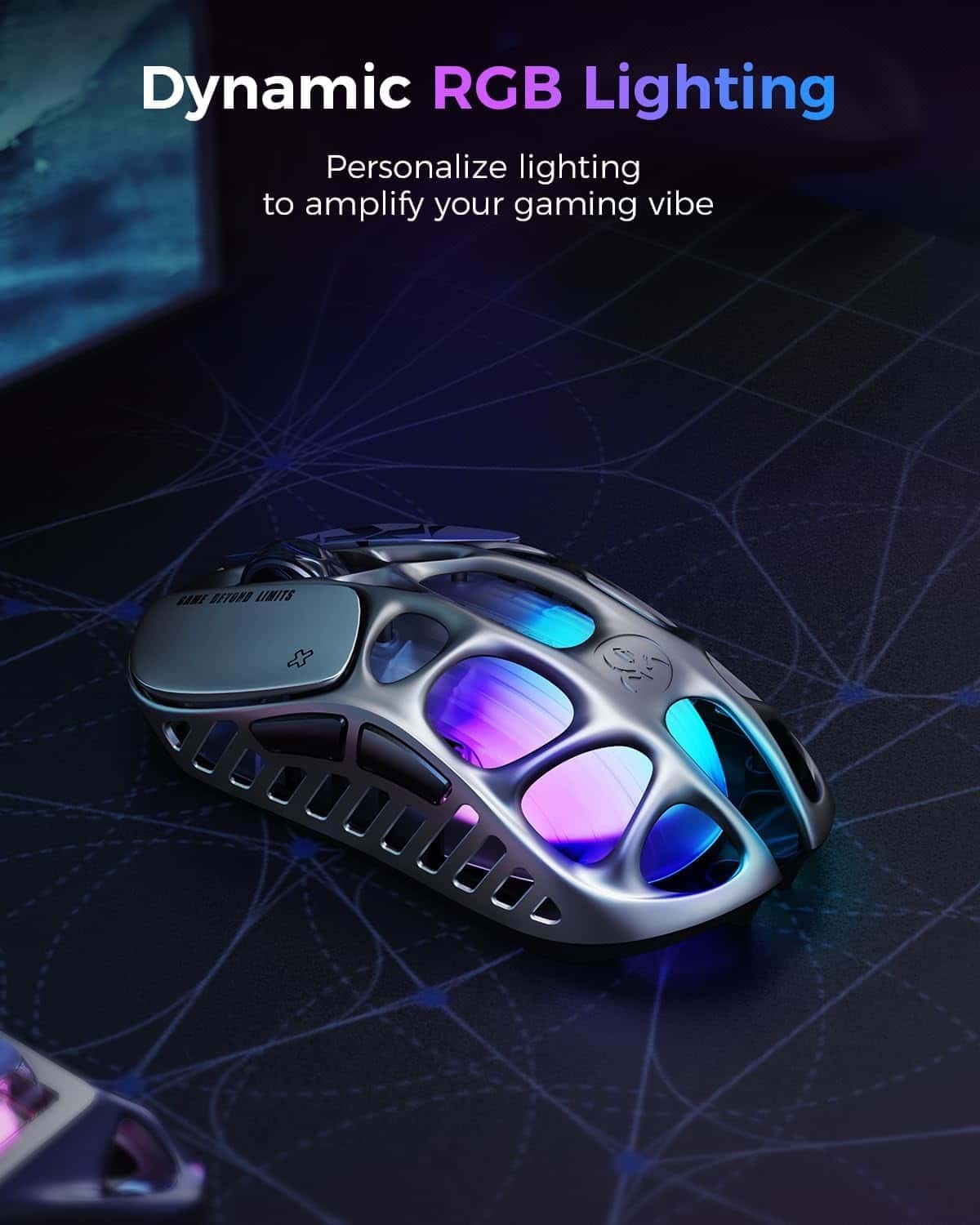 GravaStar Mercury X Pro Wireless Gaming Mouse, Come with 8K Dongle – 32,000 DPI PAW 3950 Sensor, 8,000Hz Polling Rate, Only 49g, Magnesium Alloy Hollow Frame, RGB Lighting, 5 Programmable Buttons thumbnail 6
