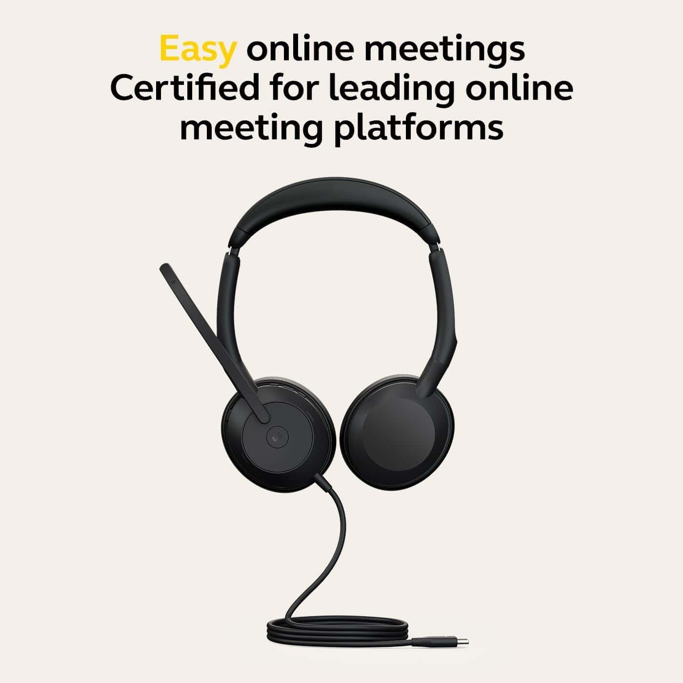 Jabra Jabra Evolve2 50 Wired Stereo Headset AirComfort Technology, Noise-Cancelling Mics & Active Noise Cancellation, MS Teams Certified, Works with All Other Platforms,USB-C, Black | 25089-999-899 - thumbnail 4