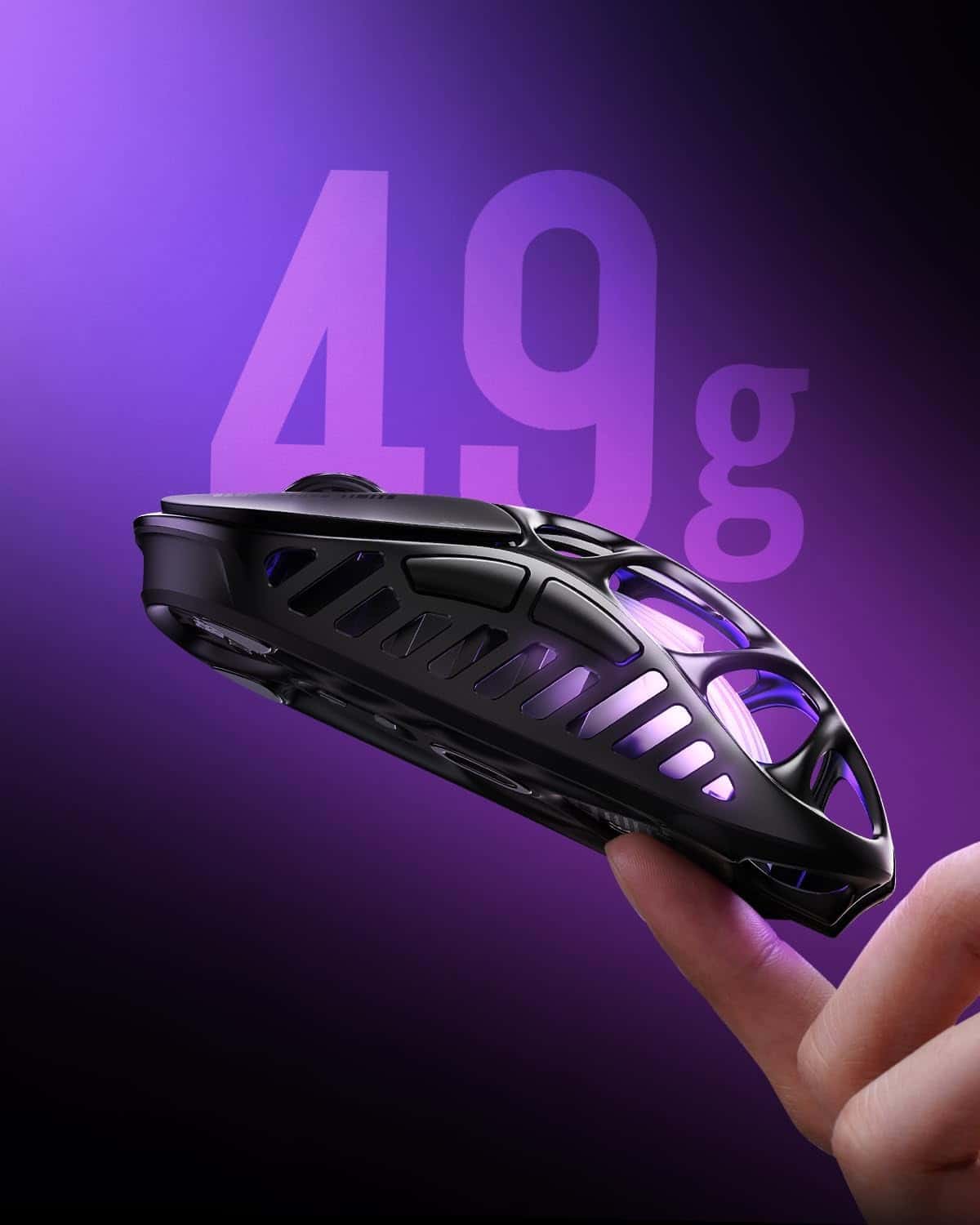Gravastar GravaStar Mercury X Pro Wireless Gaming Mouse, Come with 8K Dongle – 32,000 DPI PAW 3950 Sensor, 8,000Hz Polling Rate, Only 49g, Magnesium Alloy Hollow Frame, RGB Lighting, 5 Programmable Buttons, Black - thumbnail 7
