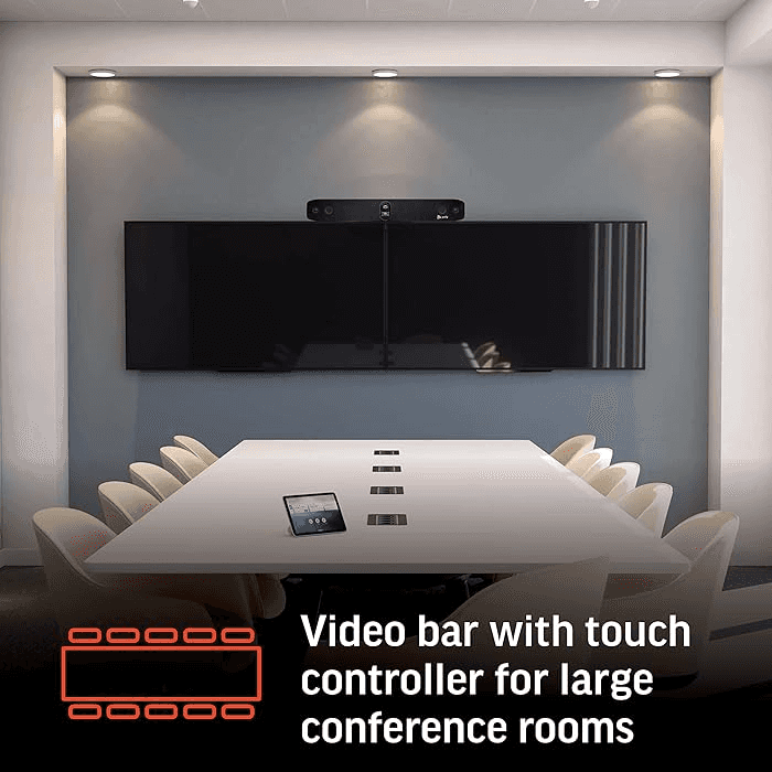 HP Poly - Studio X70 Video Bar + TC8 Touch Controller (Plantronics + Polycom) - Premium 4K Audio & Video Conferencing for Large Conference Rooms - Camera, Speakers, Mics - Works with Teams, Zoom & More | 8L531AA#ABB thumbnail 4