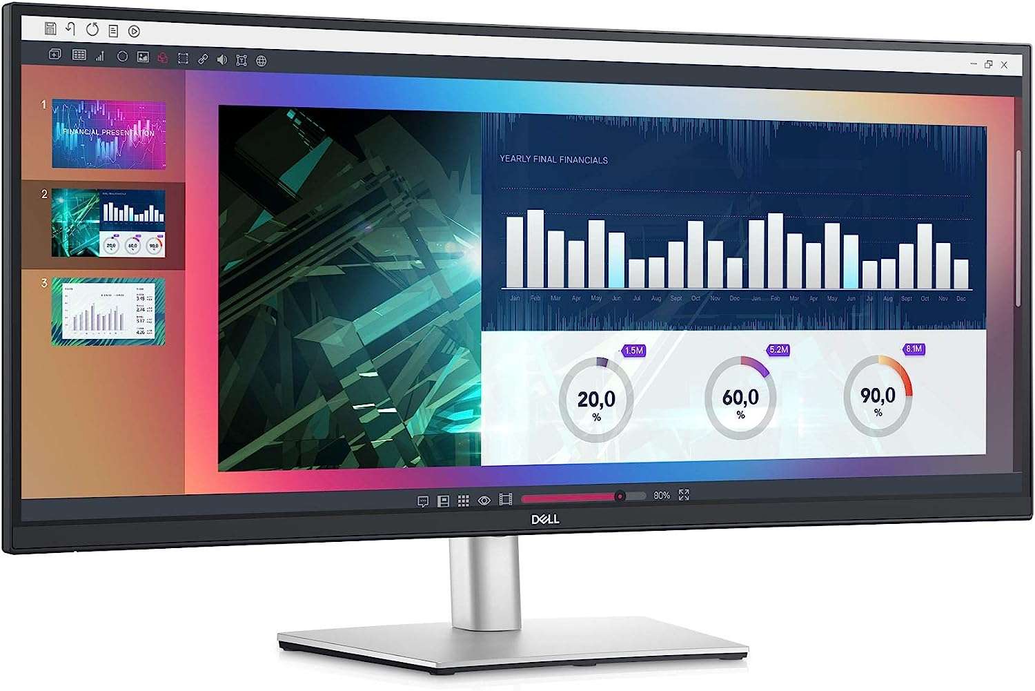 Dell Dell 34 Inch Ultrawide, WQHD (Wide Quad High Definition), Curved USB-C Monitor (P3421W), 3440 x 1440 at 60Hz, 3800R Curvature, 1.07 Billion Colors, Adjustable, Black - thumbnail 11