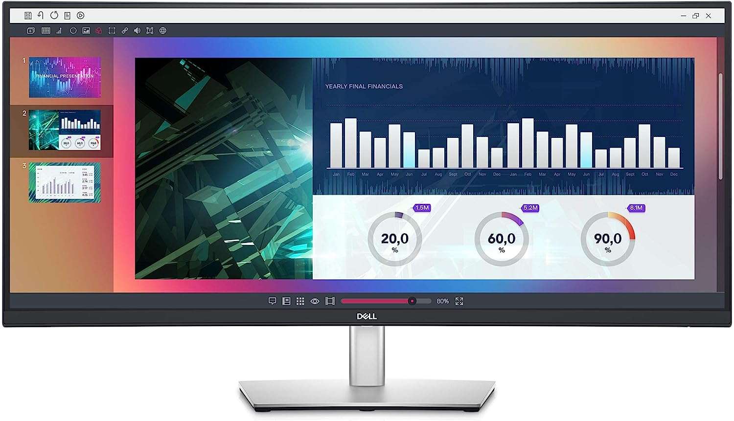 Dell Dell 34 Inch Ultrawide, WQHD (Wide Quad High Definition), Curved USB-C Monitor (P3421W), 3440 x 1440 at 60Hz, 3800R Curvature, 1.07 Billion Colors, Adjustable, Black - thumbnail 7