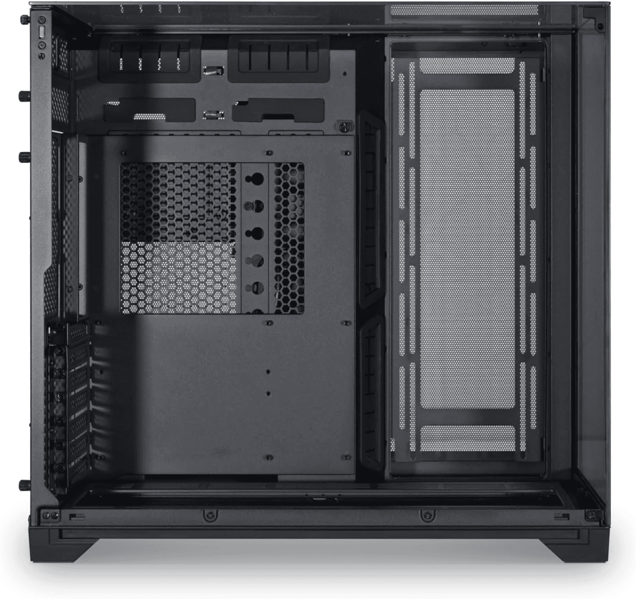 Lian Li O11 Vision Tower Computer Case, Steel & 3mm Tempered Glass Materials, 360mm Radiator & 8x 120mm Fan Support, Cable Management, Dual-Chamber Layout, Dust Filters, Chrome | G99.011VC.00 thumbnail 5