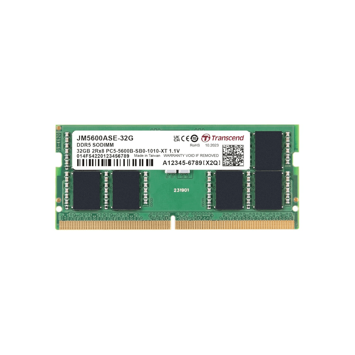 Transcend Transcend DDR5-5600 Unbuffered SO-DIMM Laptop RAM, CL46, ECC | JM5600ASE-32G - thumbnail 2