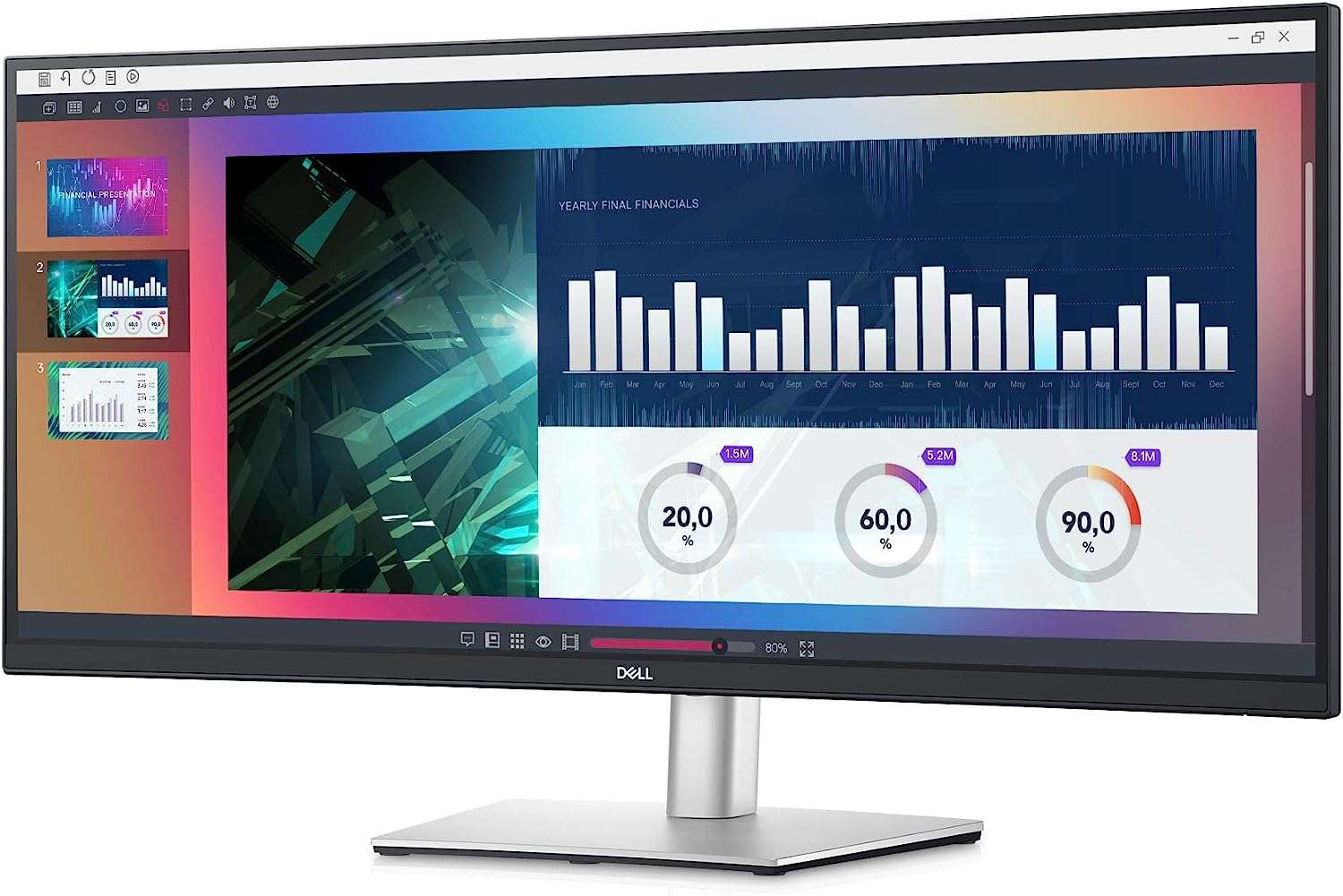 Dell Dell 34 Inch Ultrawide, WQHD (Wide Quad High Definition), Curved USB-C Monitor (P3421W), 3440 x 1440 at 60Hz, 3800R Curvature, 1.07 Billion Colors, Adjustable, Black - thumbnail 6
