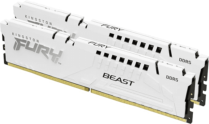 Kingston FURY Beast White EXPO 32GB (2x16GB) DDR5 Memory Kit, DIMM (Kit of 2), 6000MT/s CL30 Non-ECC Unbuffered, 1RX8 30-36-36 1.4V 288-pin 16Gbit,  AMD EXPO & Intel XMP, White | KF560C30BWEK2-32 thumbnail 1
