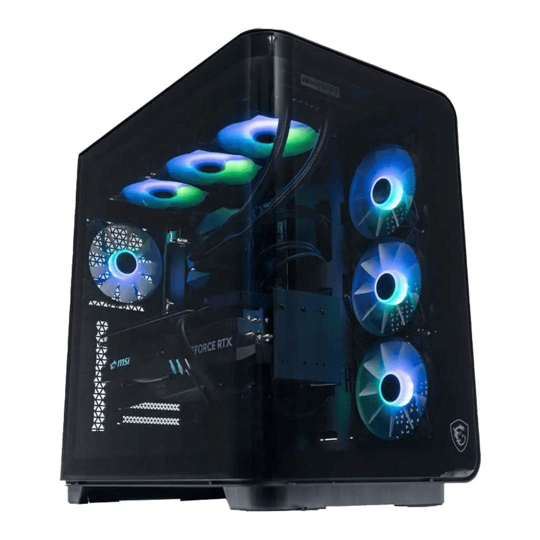 MSI MSI Powered Gaming PC: AMD Ryzen 7 9800X3D + MSI Gaming Trio RTX 5080 OC Edition 16GB GDDR7, 32GB DDR5 6000MHz RGB, 1TB Gen5 NVMe (14,200MB/s), 360mm A15 ARGB AIO, 1000W Gold PSU, WiFi 7, MSI MEG MAESTRO 700L PZ Case - thumbnail 1