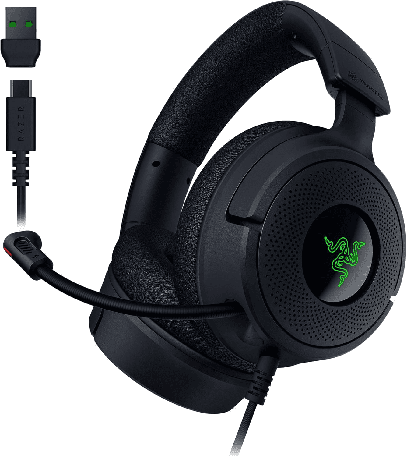 Razer Kraken V4 X Wired Gaming Headset, USB Type C & USB Type A, Oval Ear Cushions, 7.1 surround sound, Realistic Positional Sound, All-day Comfort And Noise Isolation, PC, Console, Phones, and ETC | RZ04-05180100-R3U1 thumbnail 1
