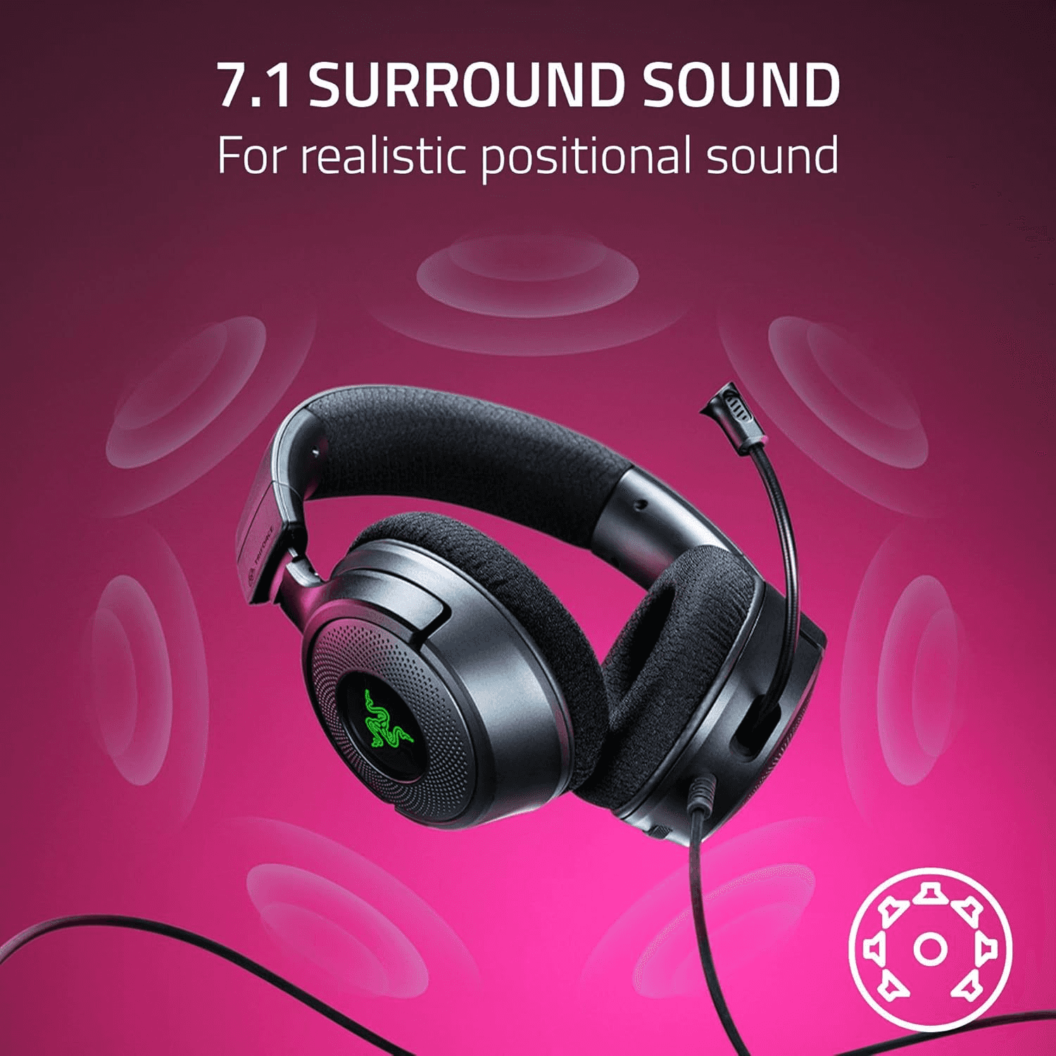 RAZER Razer Kraken V4 X Wired Gaming Headset, USB Type C & USB Type A, Oval Ear Cushions, 7.1 surround sound, Realistic Positional Sound, All-day Comfort And Noise Isolation, PC, Console, Phones, and ETC | RZ04-05180100-R3U1 - thumbnail 4