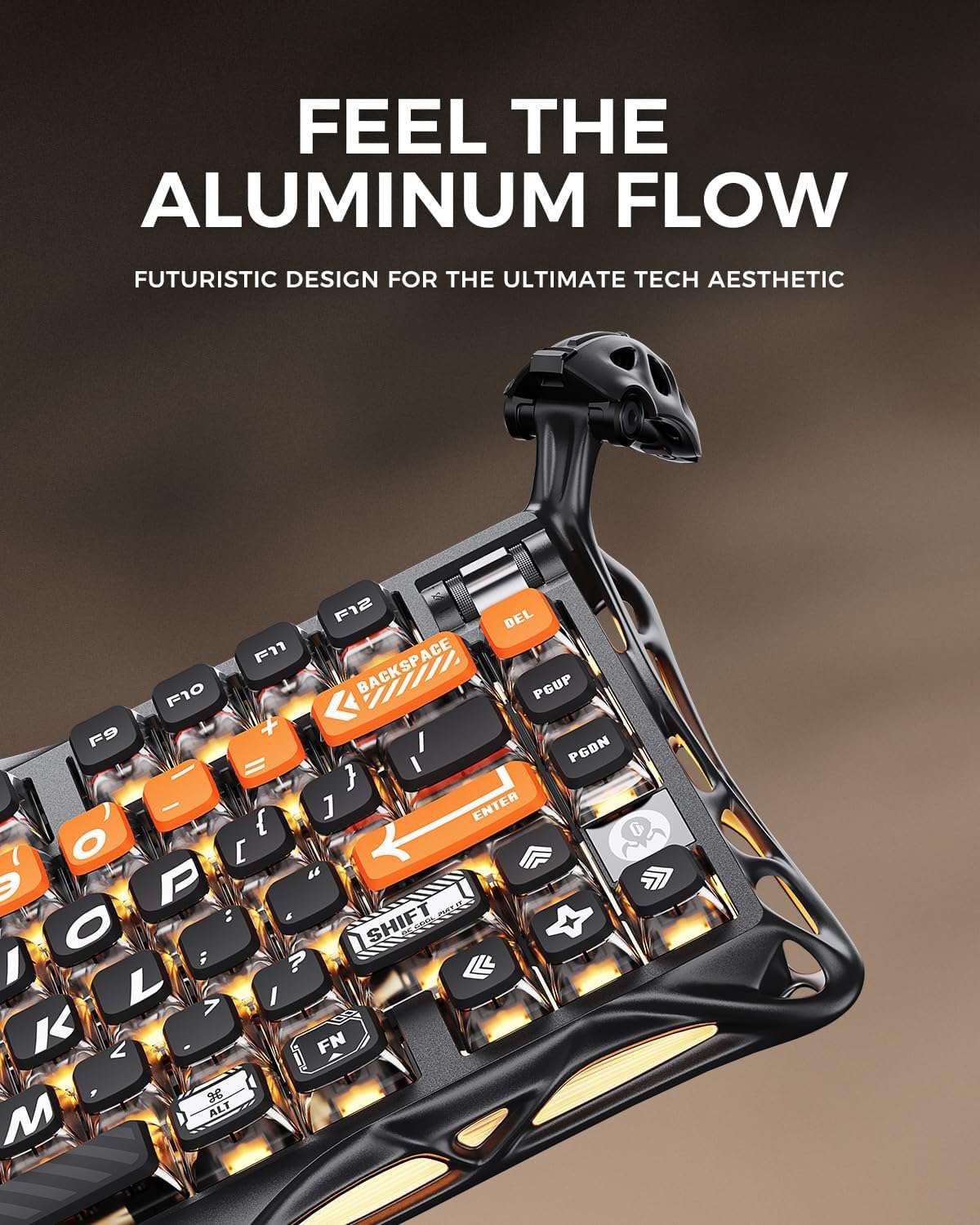 Gravastar GravaStar Mercury K1 Pro Gaming Keyboard, Wireless, Aluminium Alloy, 75% Layout, Custom Mechanical Keyboard, Durable Design with Unique Aesthetics, CyberFlare - thumbnail 7
