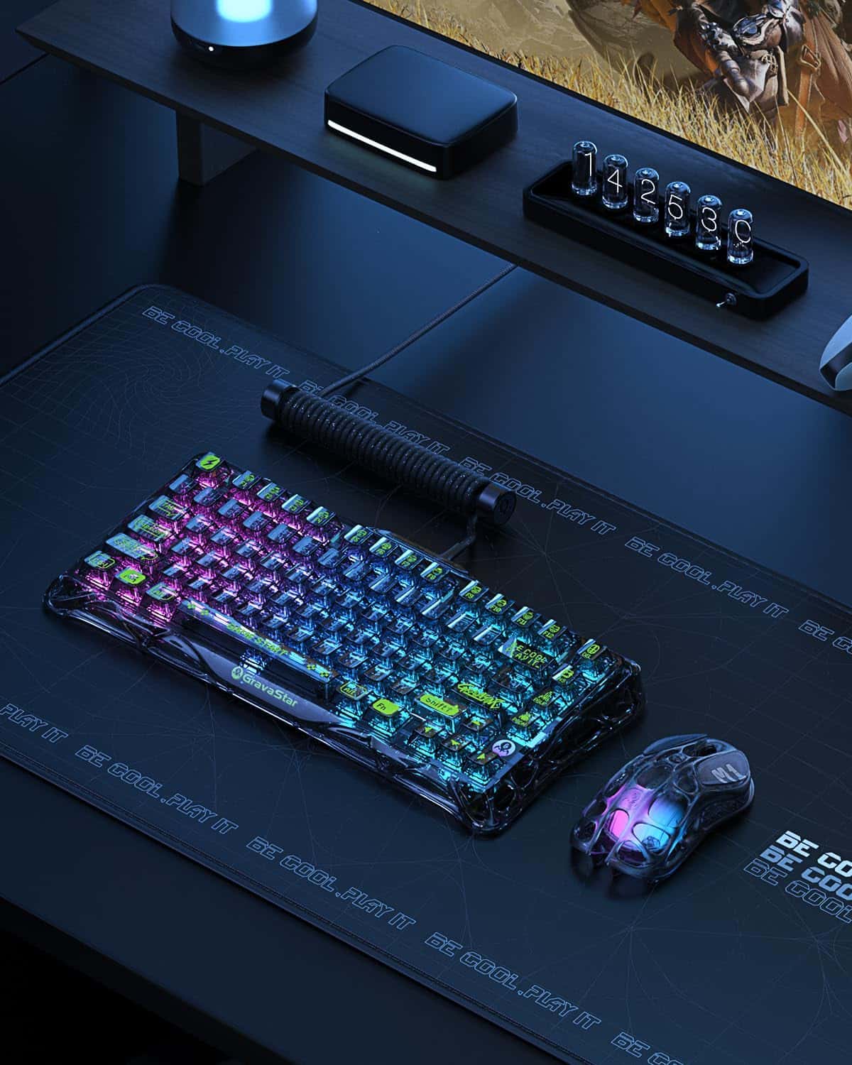 Gravastar GravaStar Mercury K1 Lite Mechanical Gaming Keyboard, 75% Gasket Hot Swappable Custom Keyboard, Pre-lubed Linear Switches Mechanical Keyboard, RGB Backlit Wireless Keyboard - Transparent Black | GS K1 LITE_XTAL_BLK - thumbnail 6