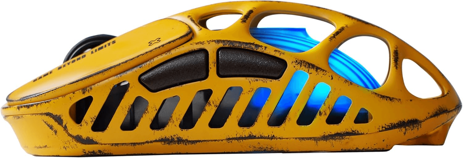 GravaStar Mercury X (1000Hz) Wireless Gaming Mouse Special Edition Battle Worn Yellow, 5 Programmable Buttons, Dynamic RGB Lighting, Tri-Mode Connectivity, Equipped with IC Chip BK CX52850 | GSX_YLW thumbnail 2