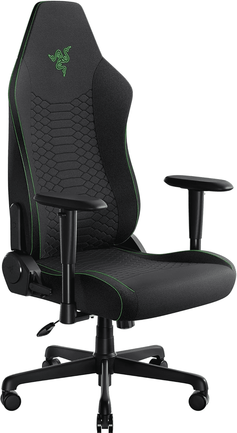 Razer Iskur V2 X Ergonomic Gaming Chair: Built-in Lumbar Support, Widened Seat Base, High Density Foam Cushions, Adjustable 152 Degree Recline, 2D Armrests, Plush Fabric Finish - Black thumbnail 1