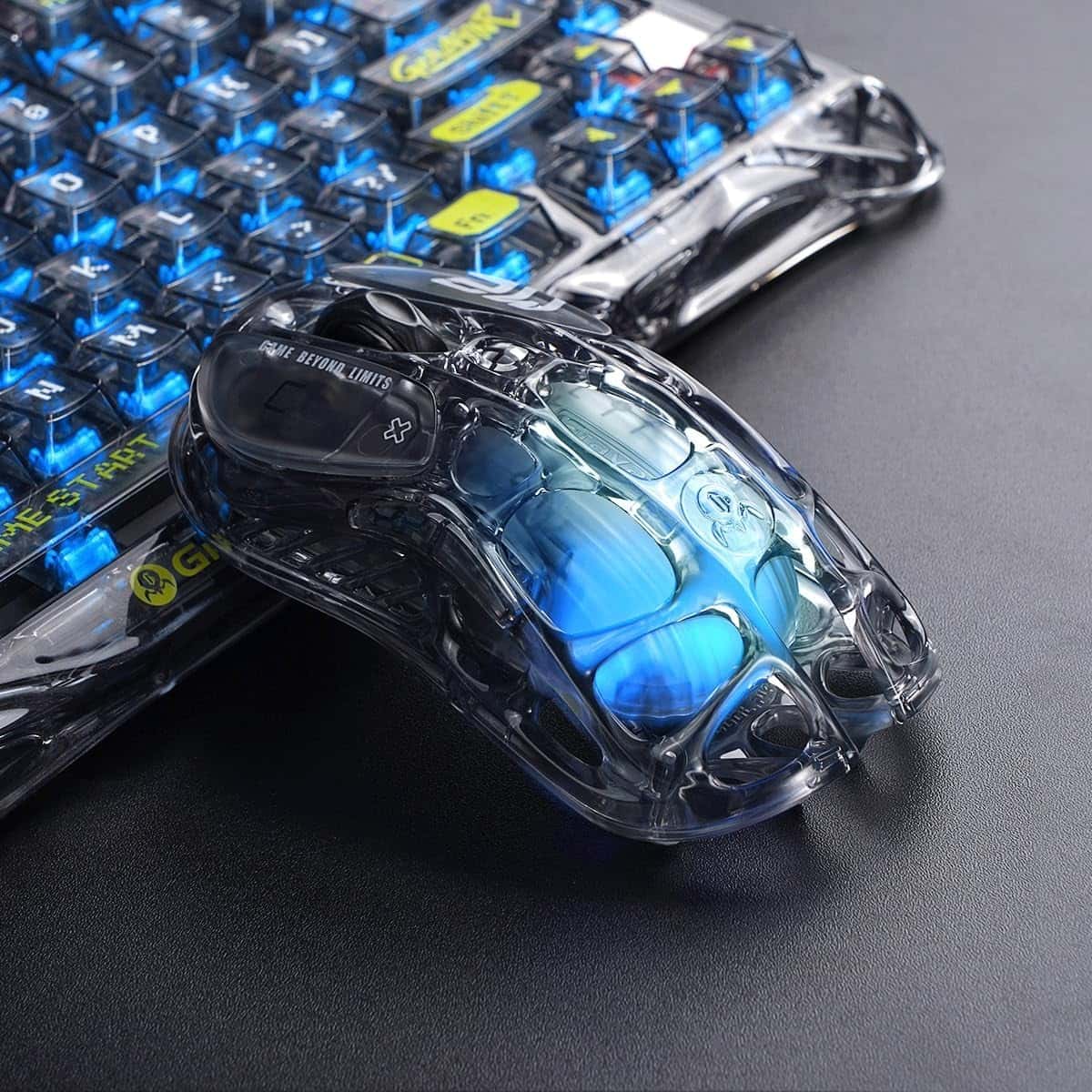 Gravastar GravaStar Mercury M2 Wireless Gaming Mouse with 26,000 DPI, PAW3395DM Sensor -79g Lightweight Hollowed-Out Design -5 Programmable Buttons -5 Dynamic Lightsync RGB - Transparent Black - thumbnail 5