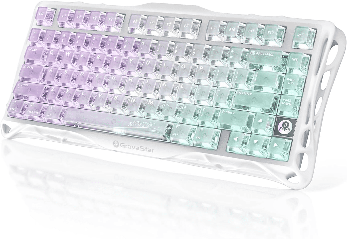 GravaStar Mercury K1 Lite 75% Gaming Keyboard, 80 Keys, Hot-Swappable, RGB Lighting, Full N-Key Rollover, Programmable Keys, Tri-Mode Connectivity, 4000mAh Battery, Crystal Aurora | GS K1 LITE_XTAL_AUROA thumbnail 1