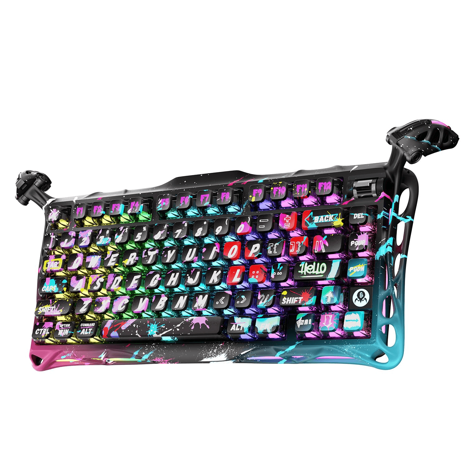 Gravastar GravaStar Mercury V75 Pro Gaming Keyboard, Special Edition, 75% HE Magnetic Switch, Jade Gaming Switch, 8kHz Polling Rate, Semi-Aluminum Construction, Dynamic Rapid Trigger, Neon Graffiti | GS V75 PRO_CG_BLK - thumbnail 1