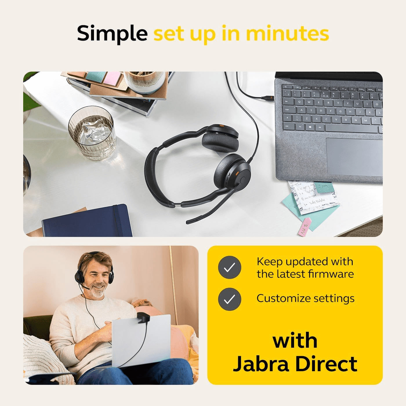 Jabra Jabra Evolve2 50 Wired Stereo Headset AirComfort Technology, Noise-Cancelling Mics & Active Noise Cancellation, MS Teams Certified, Works with All Other Platforms,USB-C, Black | 25089-999-899 - thumbnail 7