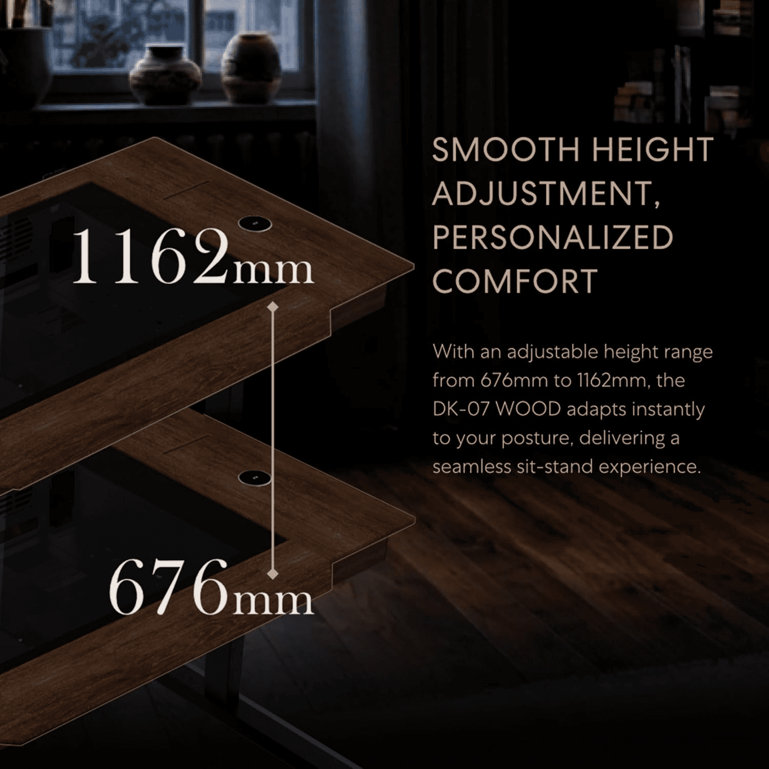 LIAN LI Lian-Li DK07 Motorized Desk Station, 805mm x 1480mm Desk, Adjustable Height, Up to 480mm Radiator & 14x Fan Support, Steel, 6.0mm Tempered Glass, Aluminum Material, Wood | G99.DK07X-WD.10UK - thumbnail 7