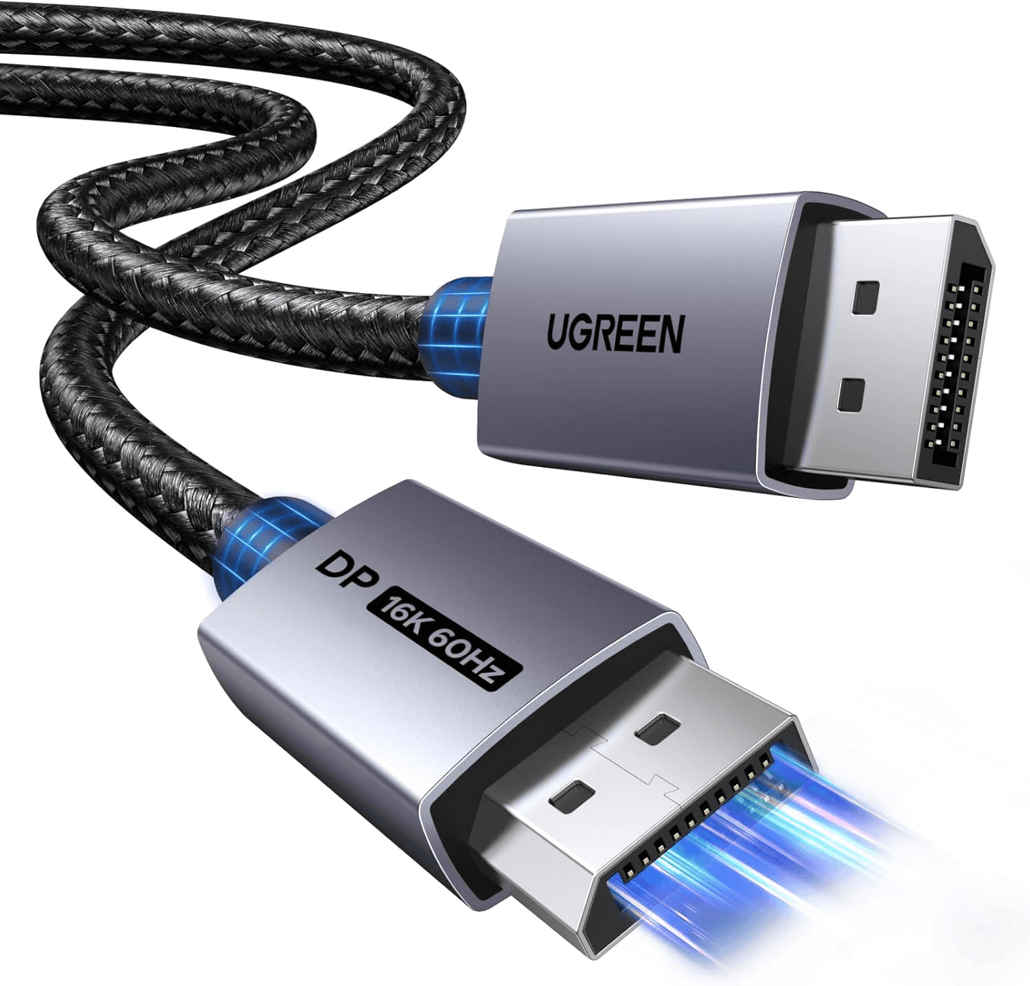 UGREEN UGREEN 16K Displayport Cable 2M, DP 2.1 Cable Support 16K@60Hz, 8K@120Hz, 4K@240Hz 80Gbps HDR, Displayport 2.1 Nylon Braided Cable Compatible with Monitor, Laptop, Graphics, PC, TV etc - thumbnail 1