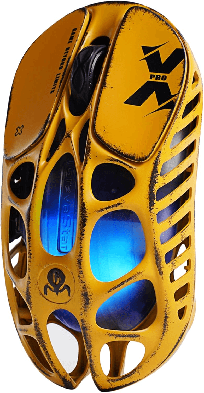 GravaStar Mercury X Pro Wireless Gaming Mouse - 32,000 DPI PAW 3950 Sensor, 8,000Hz Jump Speed, Magnesium Alloy Hollow Frame, RGB Lighting, 5 Programmable Buttons, Three Modes (Yellow) thumbnail 2