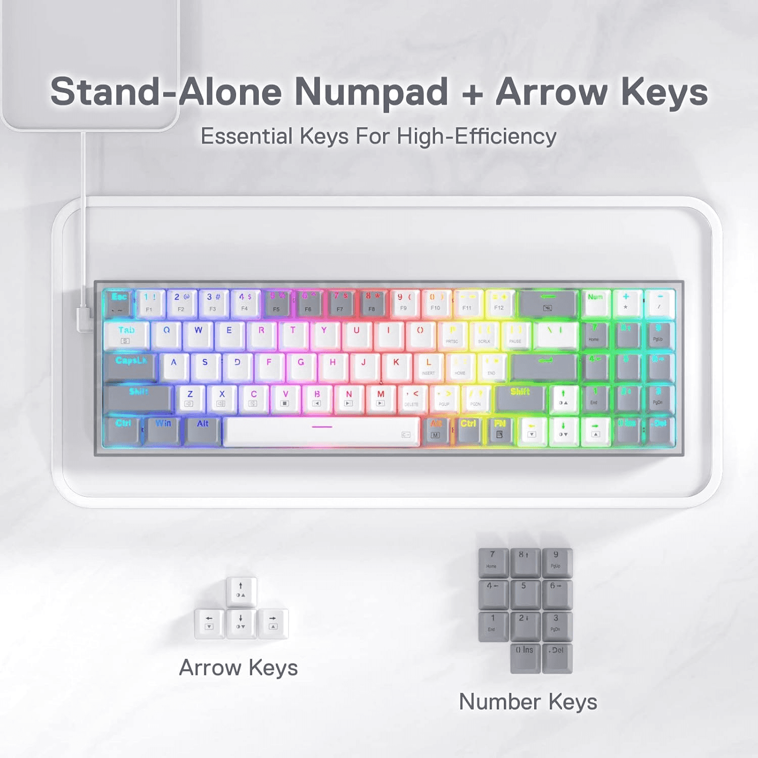 Redragon Redragon K628 Pollux 75% Wired RGB Gaming Keyboard | K628WG-RGB - thumbnail 7