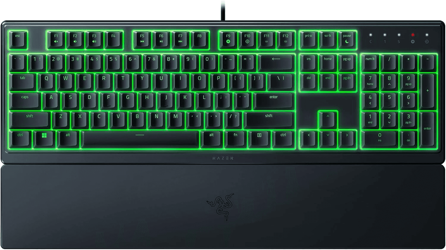 RAZER Razer Ornata V3 X Low Profile Mecha-Membrane Wired Keyboard, UV Coated Keycaps, Single Zone RGB Lighting, 1000 Hz Ultrapolling, Wrist Rest, Silent Switch, US English Layout, Black | RZ03-04470100-R3M1 - thumbnail 1