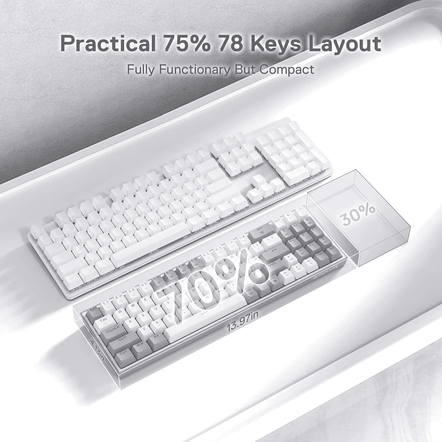 Redragon Redragon K628 Pollux 75% Wired RGB Gaming Keyboard | K628WG-RGB - thumbnail 9
