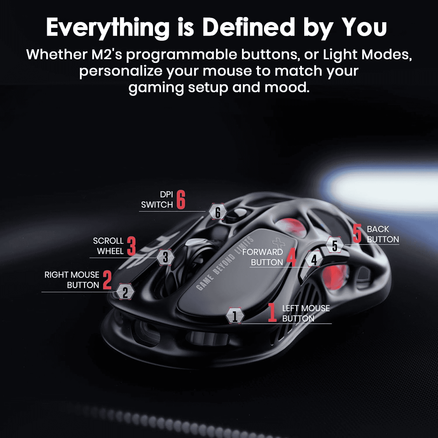 Gravastar GravaStar Mercury M2 Wireless Gaming Mouse Stealth Black, 26,000 DPI, PAW3395DM Sensor, 79g Lightweight, RGB, 5 Programmable Buttons - thumbnail 5