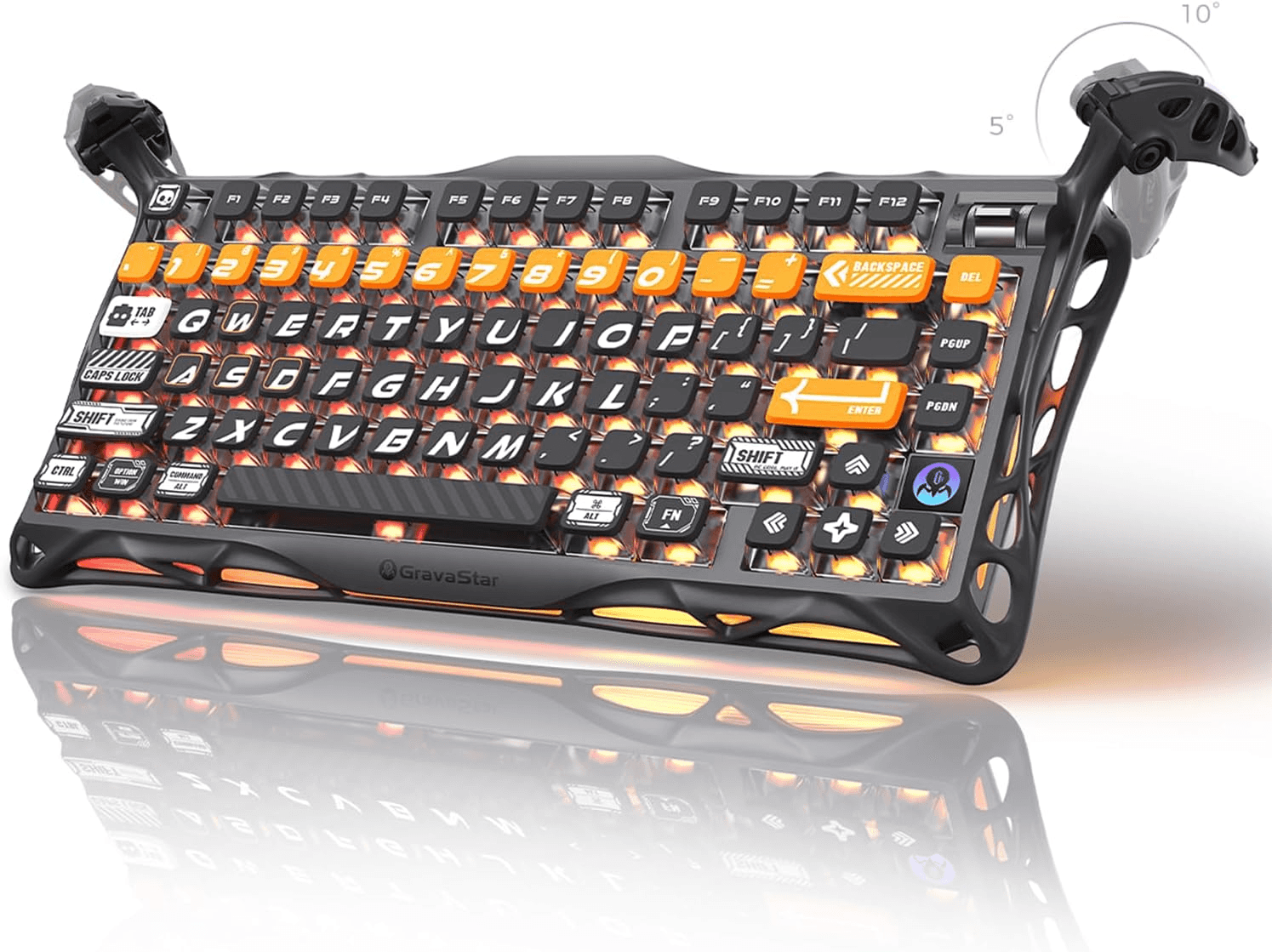 Gravastar GravaStar Mercury K1 Pro Gaming Keyboard, Wireless, Aluminium Alloy, 75% Layout, Custom Mechanical Keyboard, Durable Design with Unique Aesthetics, CyberFlare - thumbnail 1