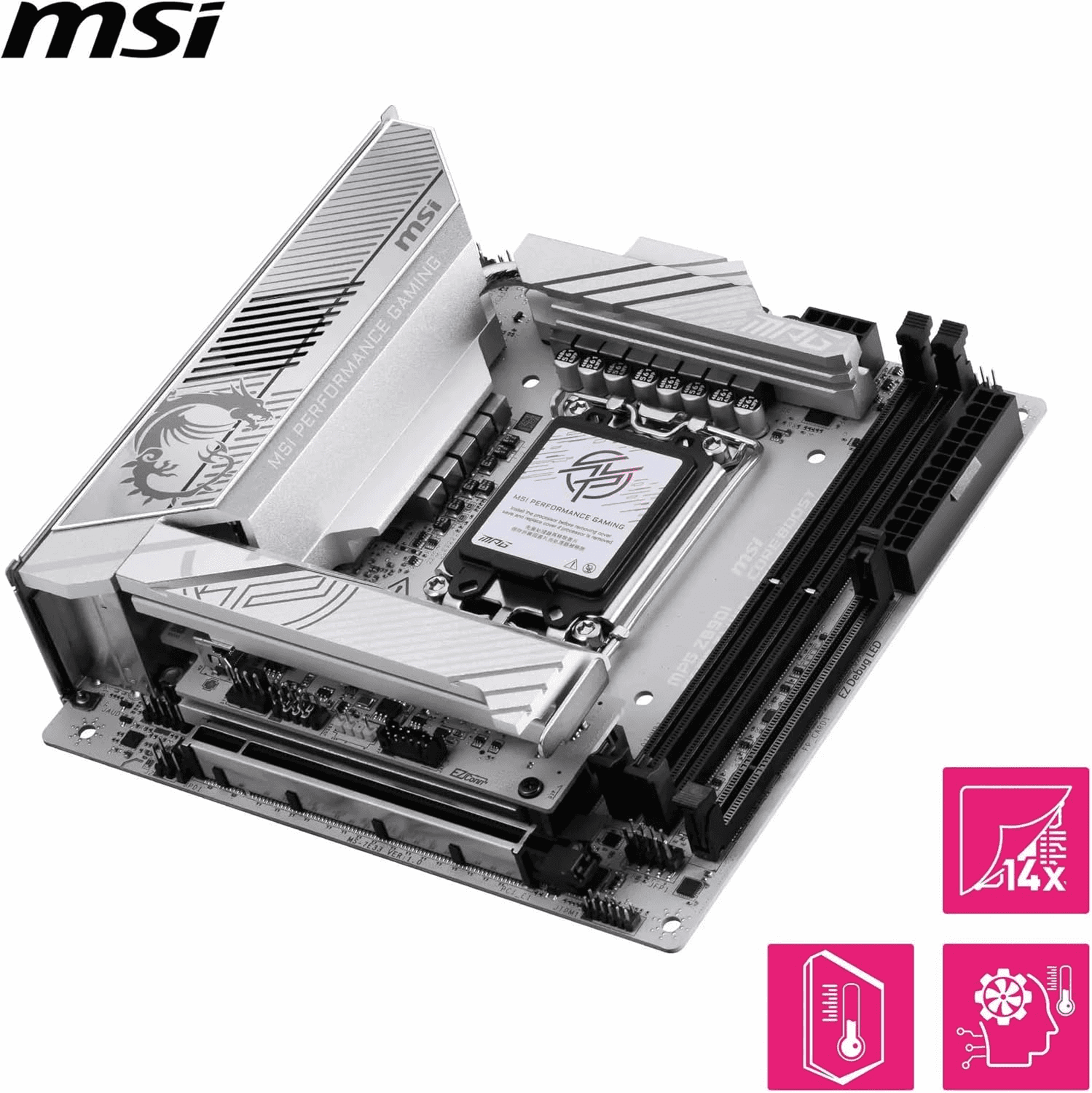 MSI MPG Z890I Edge Ti WiFi LGA 1851 Mini ITX Motherboard, Intel Z890 Chipset, 2x DDR5 UDIMM Slots, Up to 128GB Max Memory, 1x PCI-E x16 Slots, 4x M.2 Slots, WiFi & BT Connectivity | 911-7E33-004 thumbnail 4