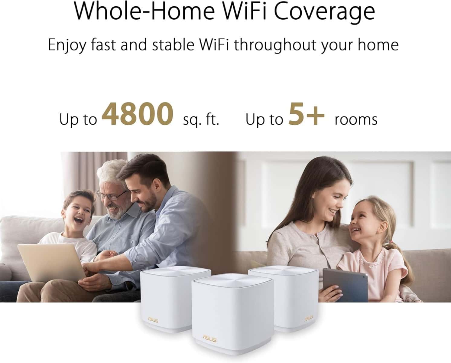 Asus  ASUS ZenWiFi XD5 AX3000 Mini Dual-Band Whole Home Mesh WiFi 6 System, 802.11ax, Up to 3500 sq ft & 4+ Rooms, AiMesh, Free Internet Security, Parental Controls, 2 Pack, White | 90IG0750-MO3B40 - thumbnail 7
