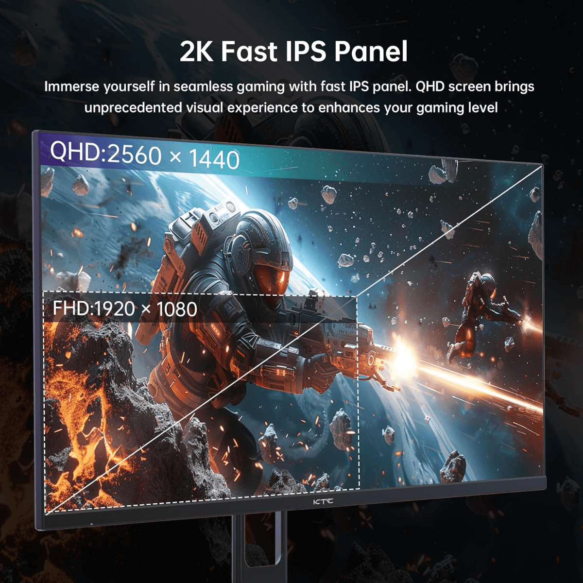 KTC KTC 27 Inch QHD Gaming Monitor, 180Hz 1ms GTG Fast IPS 2K Computer Gamer Monitor, 1440P HDR Frameless Monitor with Adaptive Sync, Tilt Adjustment, VESA Compatible, Eye Care, DisplayPort HDMI | H27T22S - thumbnail 4
