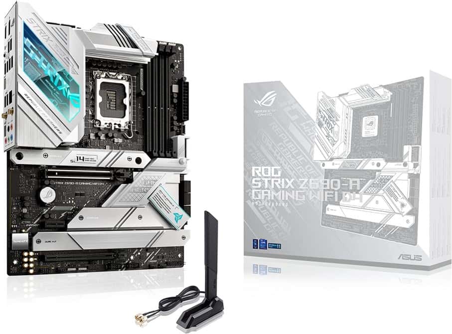Asus ROG STRIX Z690-A GAMING WIFI D4  Intel Z690 LGA 1700 ATX motherboard with PCIe 5.0, 16+1 DrMos, Two-Way AI Noise Cancelation, AI Overclocking, AI Cooling, AI Networking, WiFi 6 (802.11ax), Intel??2.5 Gb Ethernet, four M.2 slots with heatsinks PCIe 4.0 N - thumbnail 2