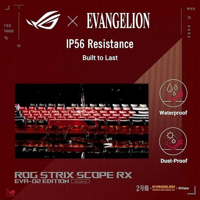 Asus ASUS ROG Strix Scope RX EVA-02 Edition, 100% RGB Gaming Keyboard, ROG RX Red Optical Mechanical Switches, IP57 Water Resistance, USB Passthrough, Wider Ctrl Key, Stealth Key, Macro Support, EVA-themed - thumbnail 2