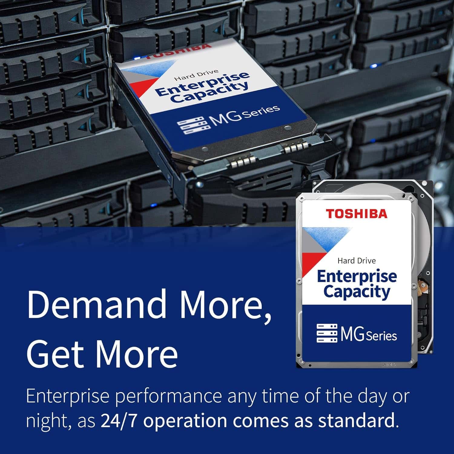 Toshiba MG10F Series Internal HDD, 22TB Capacity, 7200 RPM 3.5" SATA, Up to 271 MB/s Transfer Speed, SATA III 6 Mb/s Interface, 512MB Cache, CMR Construction | MG10AFA22TE thumbnail 3