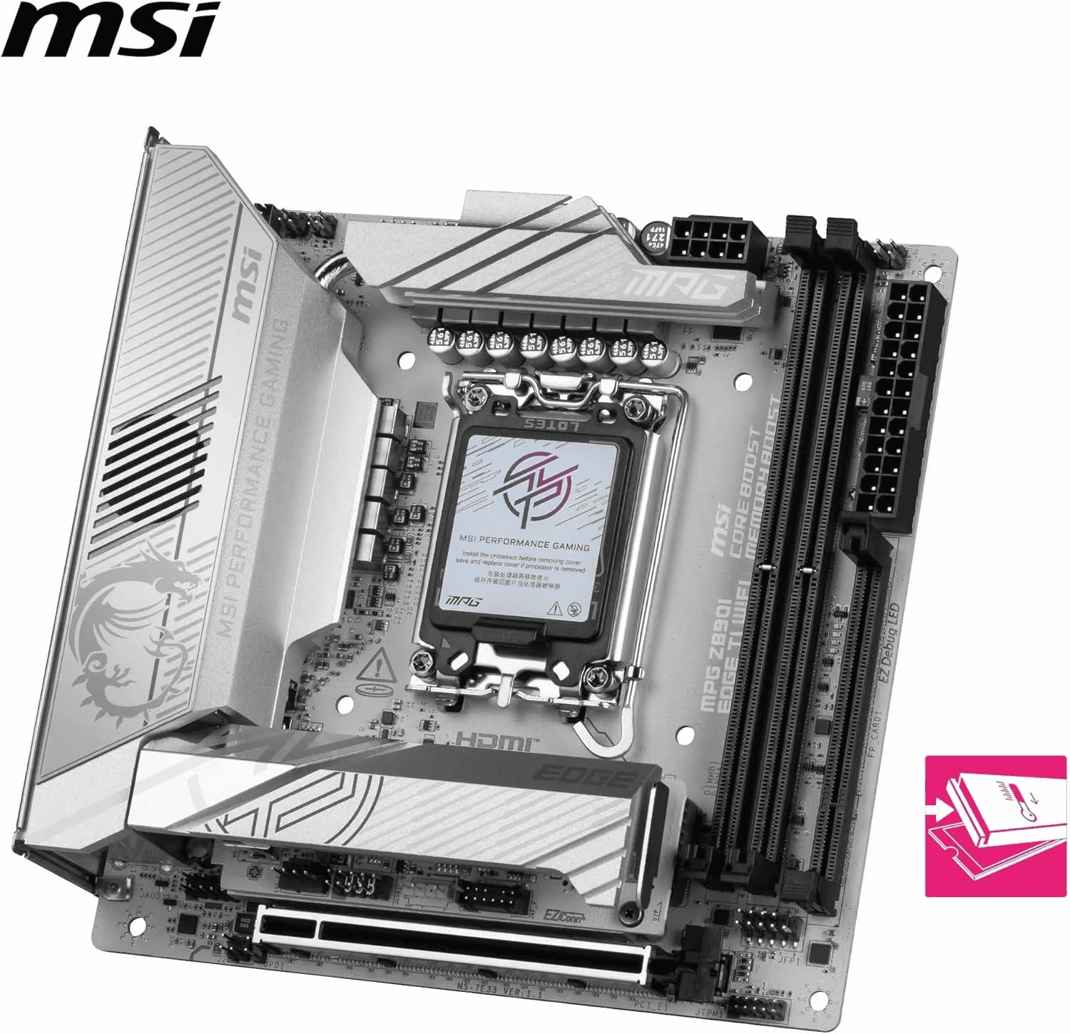 MSI MSI MPG Z890I Edge Ti WiFi LGA 1851 Mini ITX Motherboard, Intel Z890 Chipset, 2x DDR5 UDIMM Slots, Up to 128GB Max Memory, 1x PCI-E x16 Slots, 4x M.2 Slots, WiFi & BT Connectivity | 911-7E33-004 - thumbnail 6