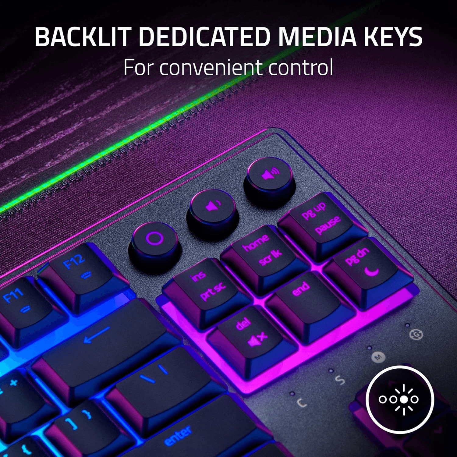 RAZER Razer Ornata V3 TKL Low Profile Gaming Keyboard, Mecha-Membrane Switches, 1000 Hz Ultrapolling, 8 Chroma RGB, UV-Coated ABS Keycaps, Braided Fiber Cable, Black | RZ03-04880100-R3M1 - thumbnail 5