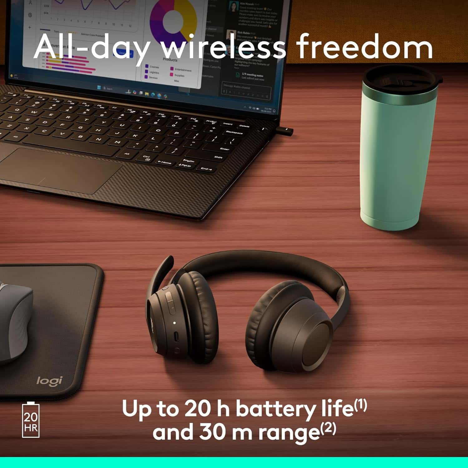 Logitech Logitech Zone 305 for Business, Wireless Bluetooth Headset with Microphone, for Google Meet, Google Voice, Zoom, Compatible with Windows, Mac, Chrome, Linux, iOS, iPadOS, Android - thumbnail 6