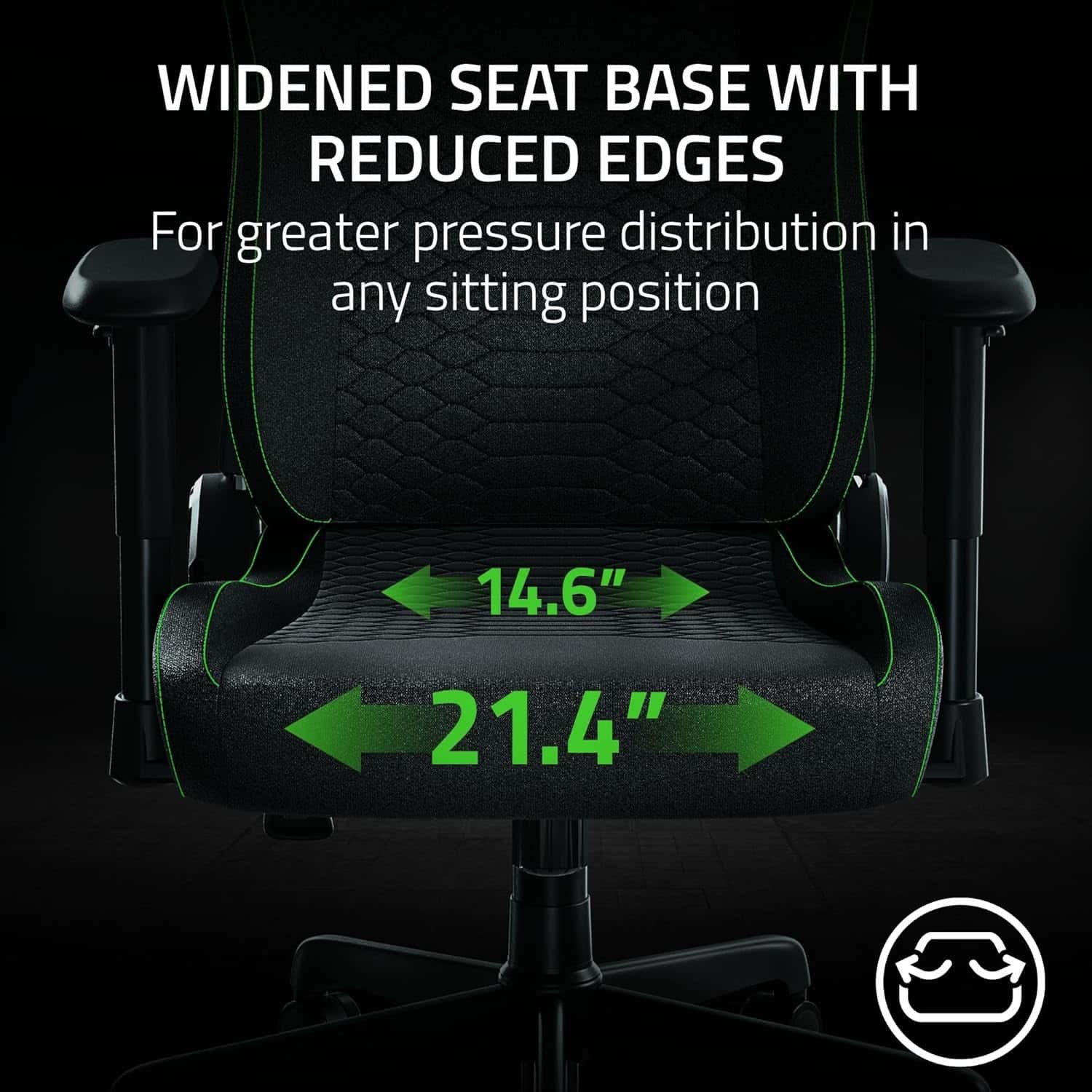 Razer Iskur V2 X Ergonomic Gaming Chair: Built-in Lumbar Support, Widened Seat Base, High Density Foam Cushions, Adjustable 152 Degree Recline, 2D Armrests, Plush Fabric Finish - Black thumbnail 7