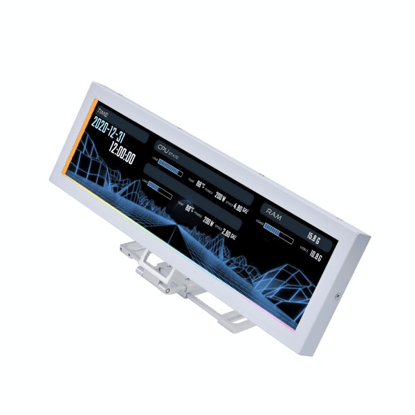LIAN LI Lian Li 8.8″ Universal Screen (US88v1), 8.8 Inch IPS LCD, 1920×480, 60Hz, 500 nits, USB Plug & Play, no GPU output required,  Landscape/portrait orientation, multi-screen expansion | SM088X - Color: WHITE