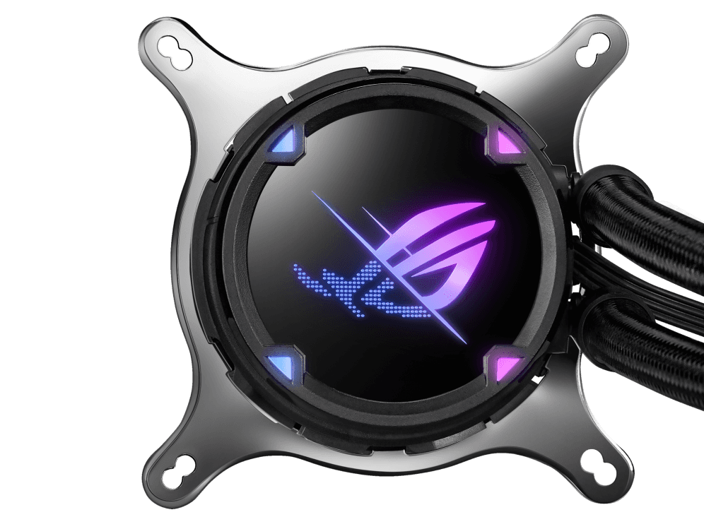 Asus ROG Strix LC II 360 ARGB all-in-one liquid CPU cooler with Aura Sync and three ROG 120 mm addressable RGB radiator fans, Seventh Gen Asetek pump, NCVM-coated pump, Reinforced, sleeved tubing | 90RC00F2-M0UAY2 - thumbnail 4