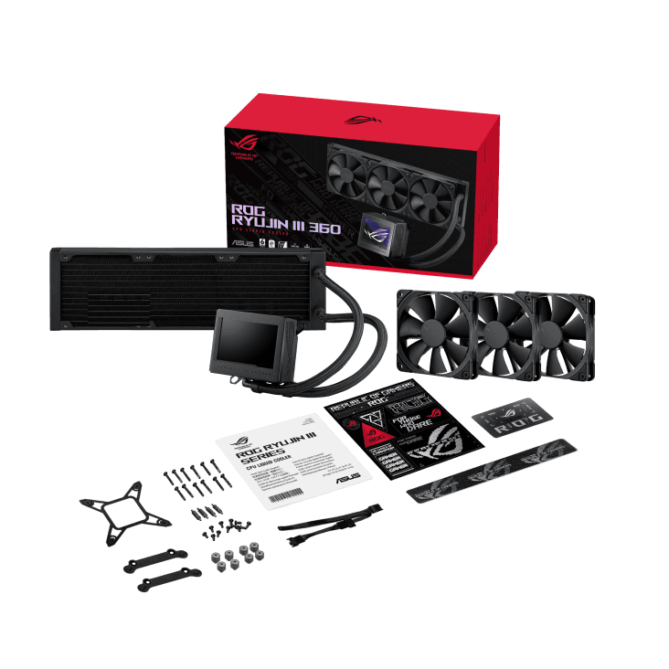 Asus ASUS ROG RYUJIN III 360 AIO Liquid CPU Cooler with 3.5" LCD Display, 3x Noctua 2000 RPM 120mm PWM Fans, Asetek 8th Gen Pump, 400 mm Tube, Pump Embedded Fan, 71.6 CFM Airflow, Black | 90RC00L0-M0UAY0 - thumbnail 7