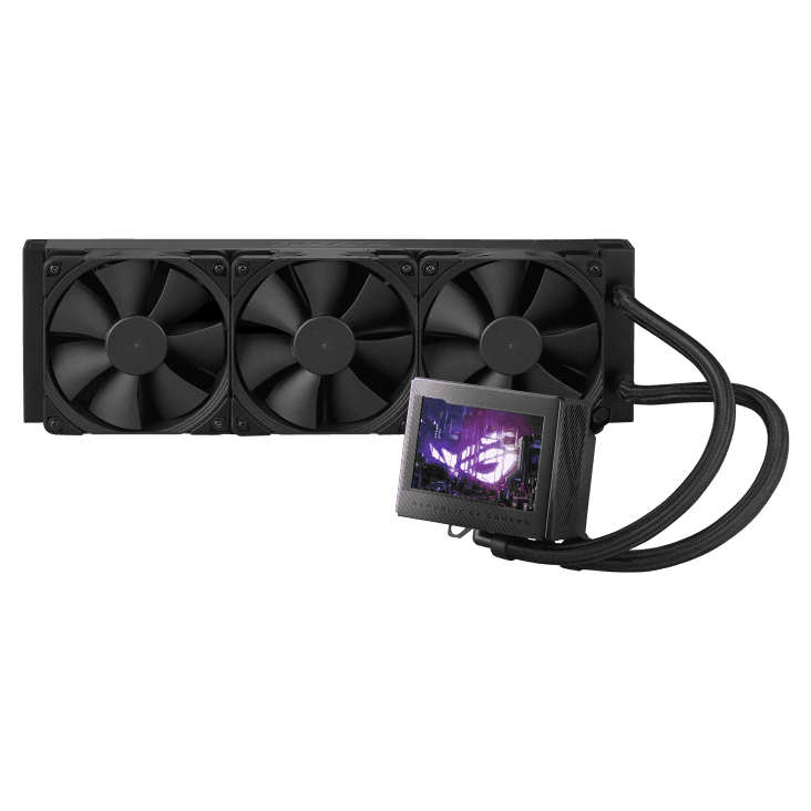 Asus ASUS ROG RYUJIN III 360 AIO Liquid CPU Cooler with 3.5" LCD Display, 3x Noctua 2000 RPM 120mm PWM Fans, Asetek 8th Gen Pump, 400 mm Tube, Pump Embedded Fan, 71.6 CFM Airflow, Black | 90RC00L0-M0UAY0 - thumbnail 1
