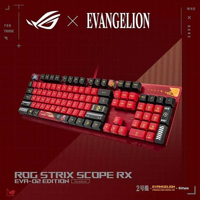 Asus ASUS ROG Strix Scope RX EVA-02 Edition, 100% RGB Gaming Keyboard, ROG RX Red Optical Mechanical Switches, IP57 Water Resistance, USB Passthrough, Wider Ctrl Key, Stealth Key, Macro Support, EVA-themed - thumbnail 4