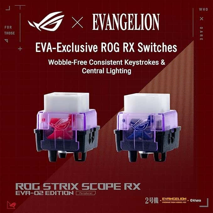 Asus ASUS ROG Strix Scope RX EVA-02 Edition, 100% RGB Gaming Keyboard, ROG RX Red Optical Mechanical Switches, IP57 Water Resistance, USB Passthrough, Wider Ctrl Key, Stealth Key, Macro Support, EVA-themed - thumbnail 3