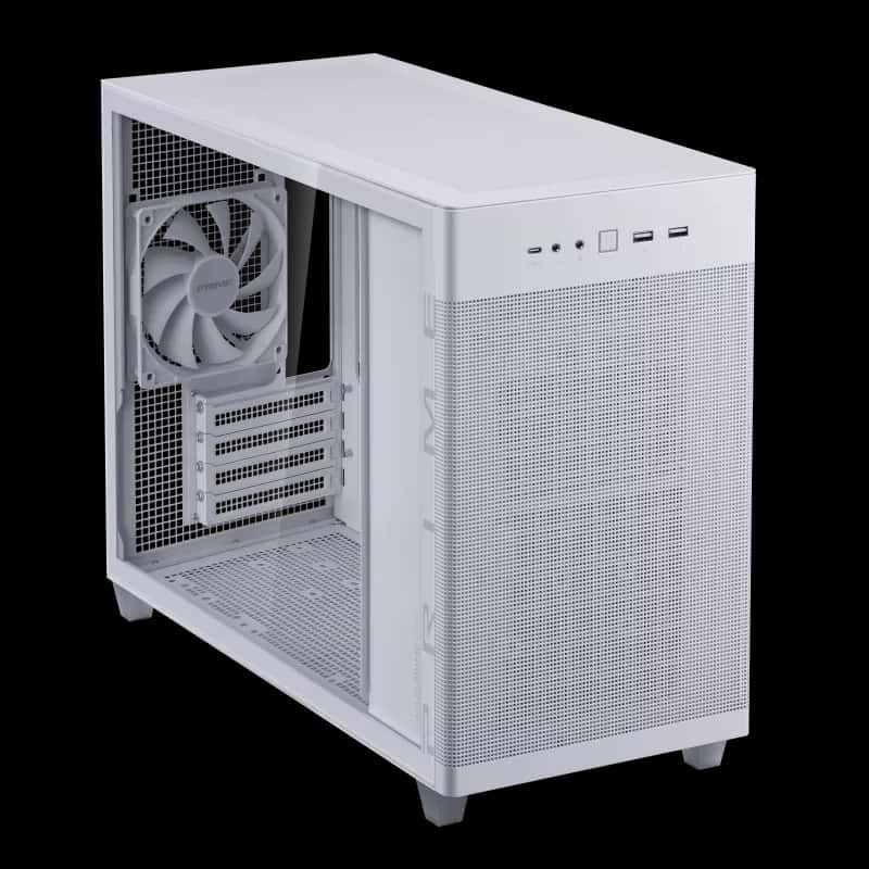 Asus Asus AP201 Prime Tempered Glass White Edition 33L MicroATX Case, Tool-Free Side Panels, Support For 360mm Coolers, 338mm Graphics Cards, Standard ATX PSU's, White | 90DC00G3-B39010 - thumbnail 2